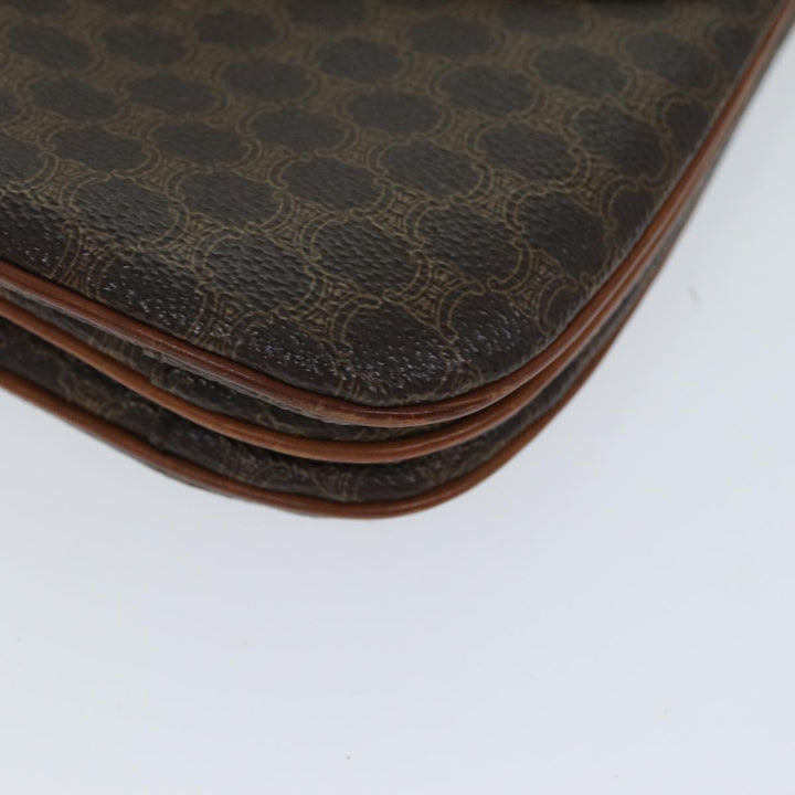 Celine Macadam Canvas Shoulder Bag PVC Leather Brown  78222