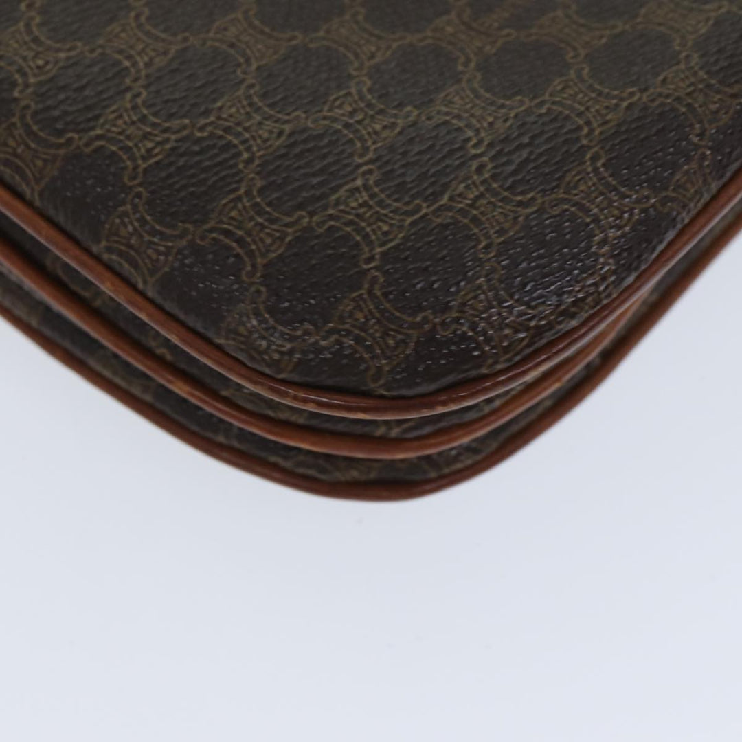 Celine Macadam Canvas Shoulder Bag PVC Leather Brown  78222