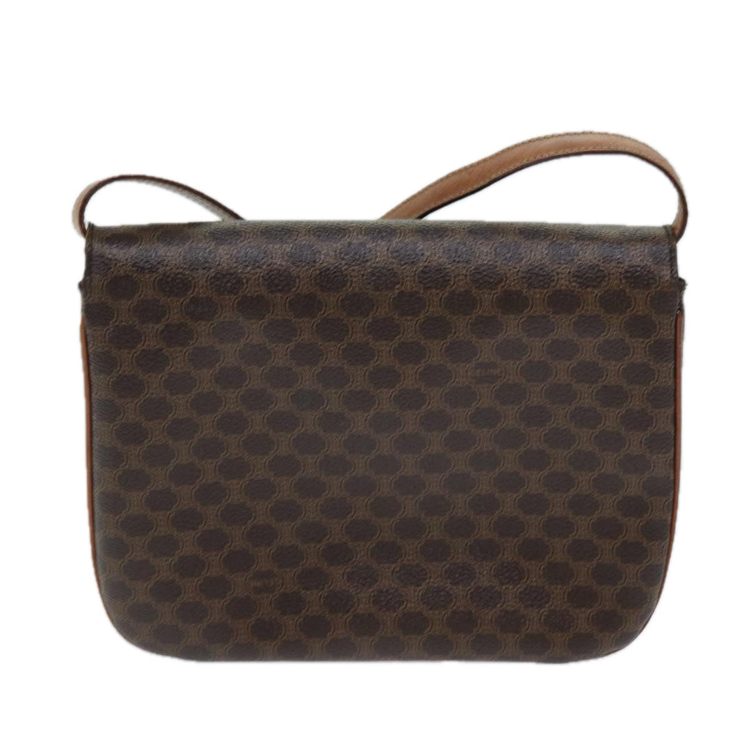 Celine Macadam Canvas Shoulder Bag PVC Leather Brown  78222