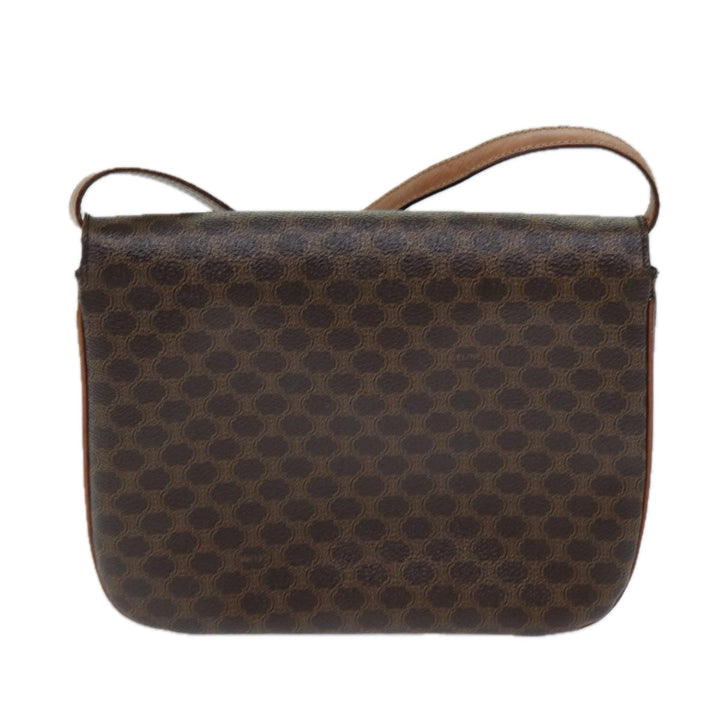 Celine Macadam Canvas Shoulder Bag PVC Leather Brown  78222