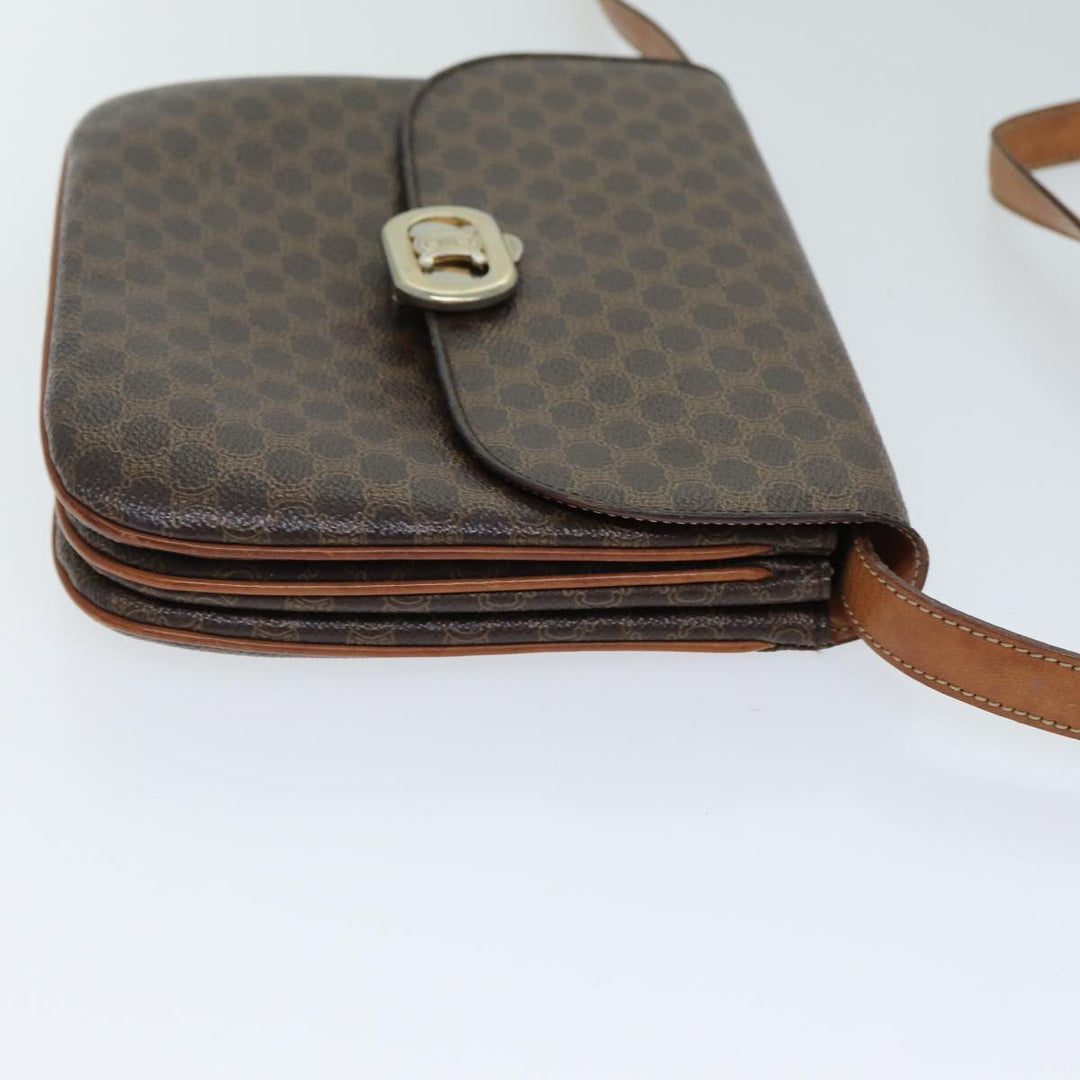 Celine Macadam Canvas Shoulder Bag PVC Leather Brown  78222