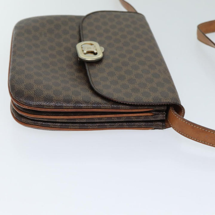 Celine Macadam Canvas Shoulder Bag PVC Leather Brown  78222