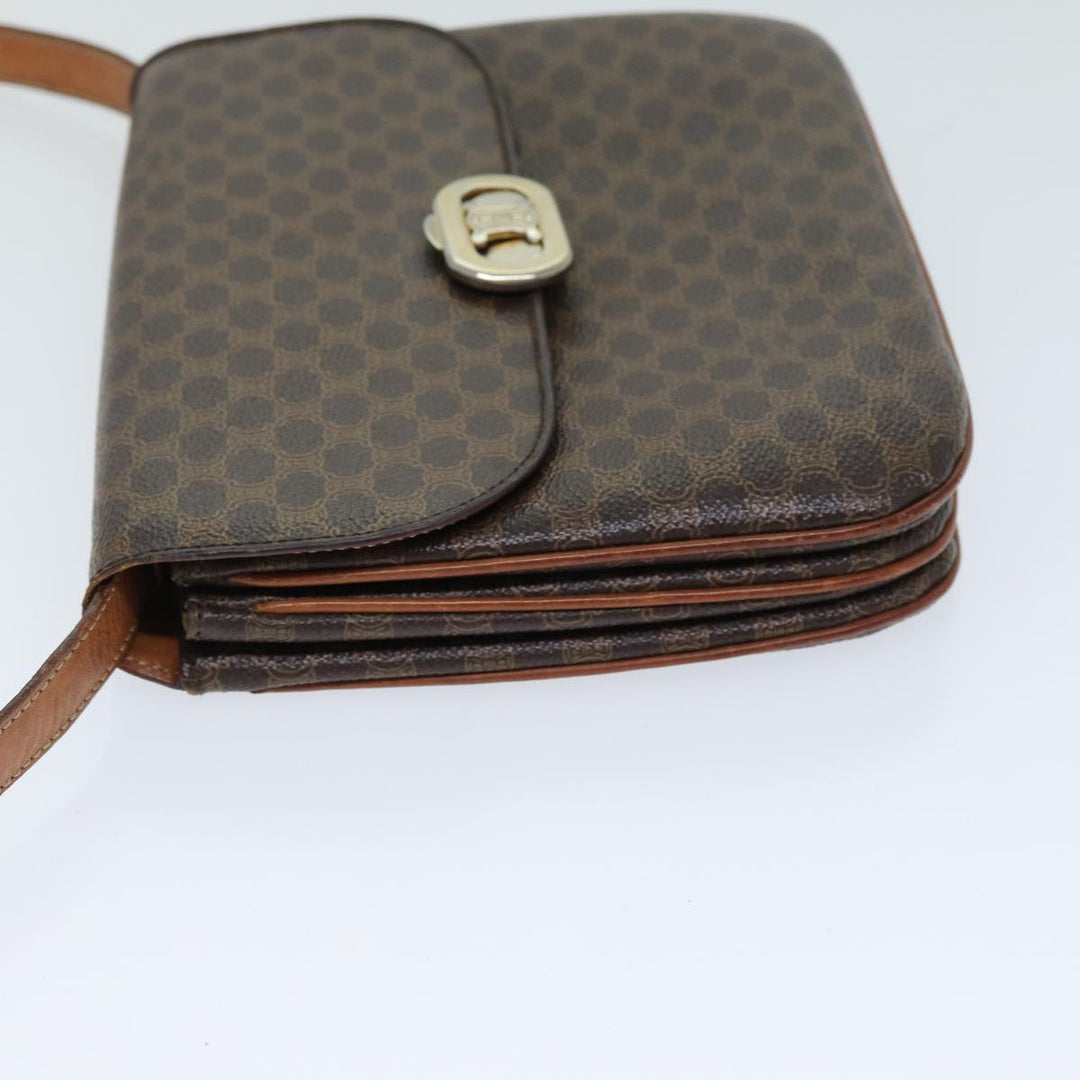 Celine Macadam Canvas Shoulder Bag PVC Leather Brown  78222