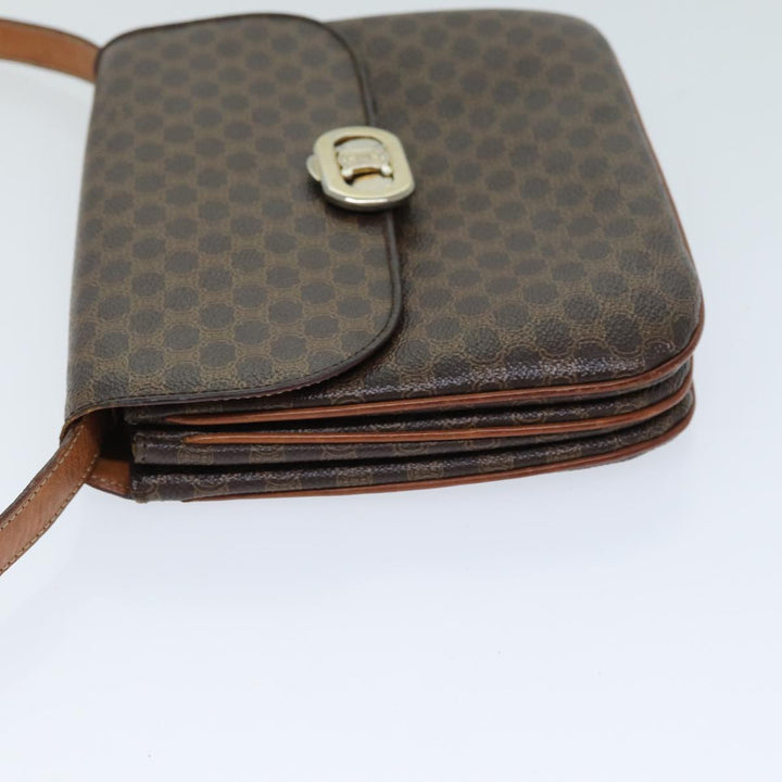 Celine Macadam Canvas Shoulder Bag PVC Leather Brown  78222