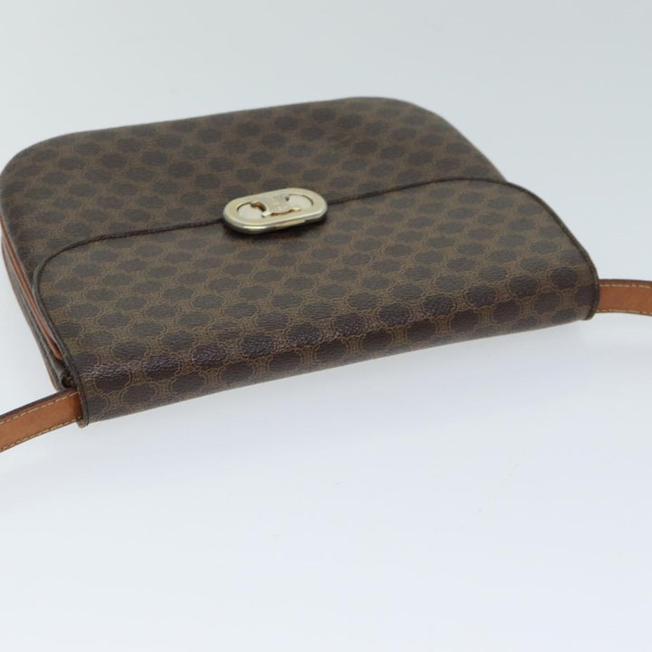 Celine Macadam Canvas Shoulder Bag PVC Leather Brown  78222