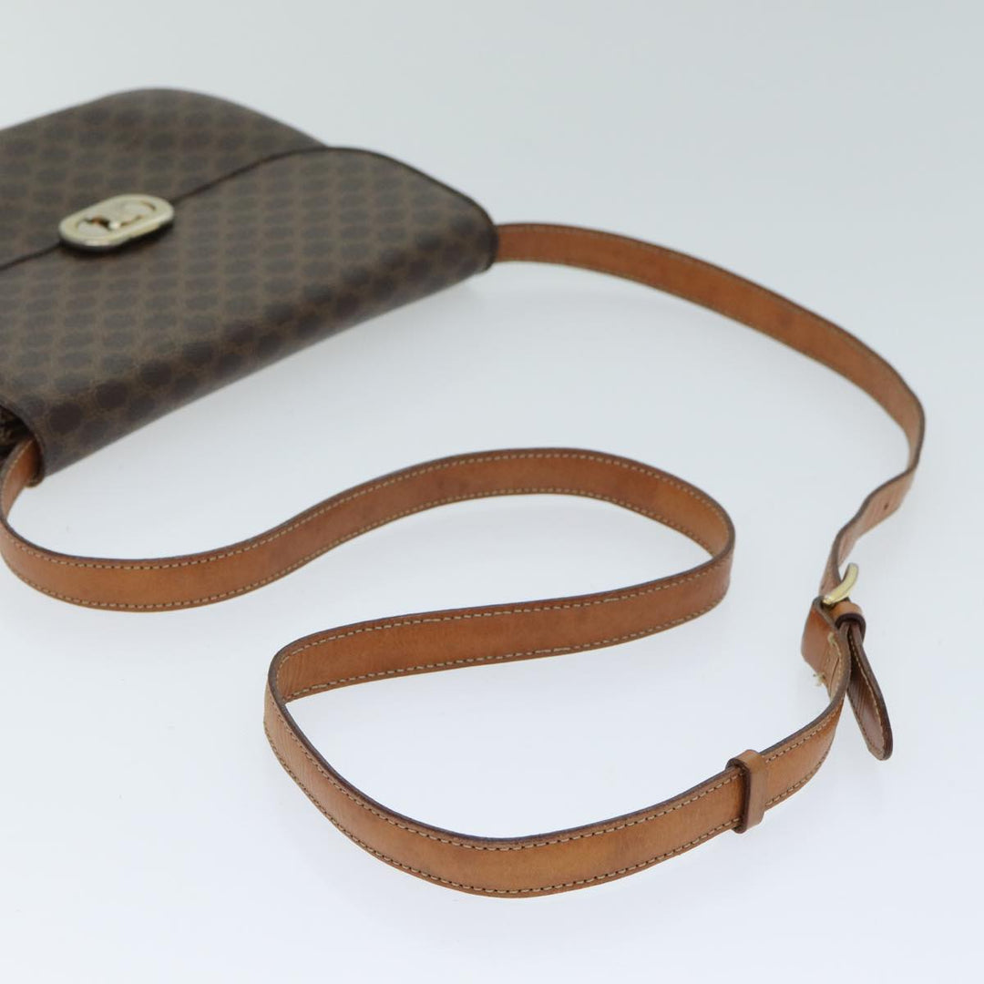 Celine Macadam Canvas Shoulder Bag PVC Leather Brown  78222