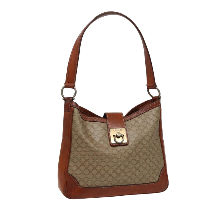 Celine Macadam Canvas Shoulder Bag Beige  78224
