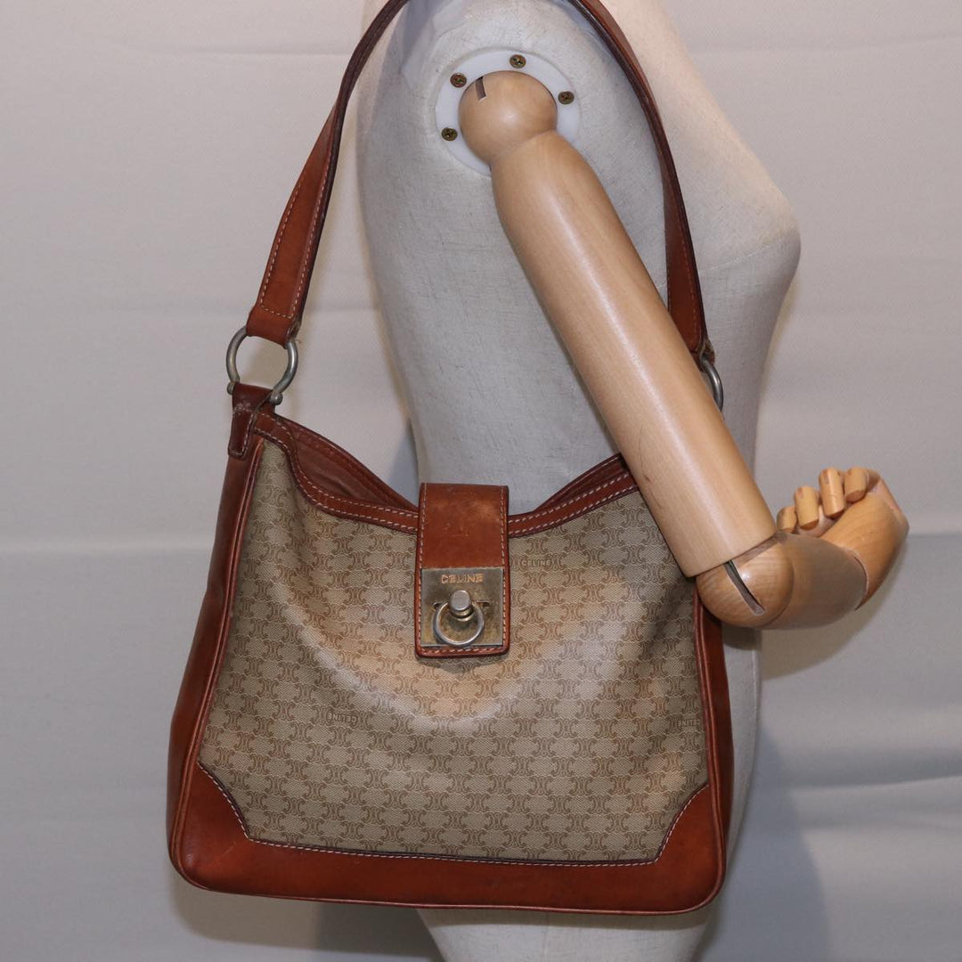 Celine Macadam Canvas Shoulder Bag Beige  78224