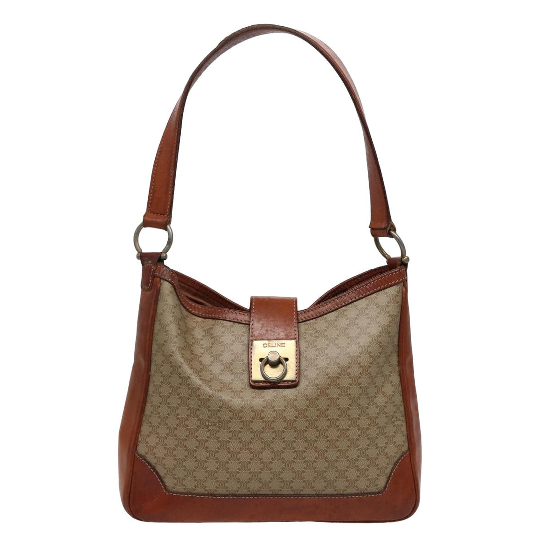 Celine Macadam Canvas Shoulder Bag Beige  78224