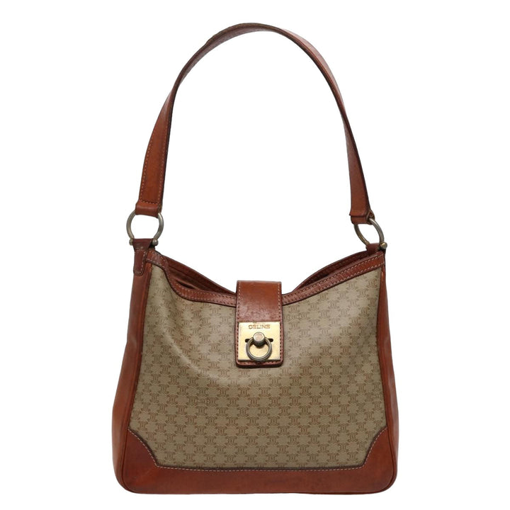 Celine Macadam Canvas Shoulder Bag Beige  78224