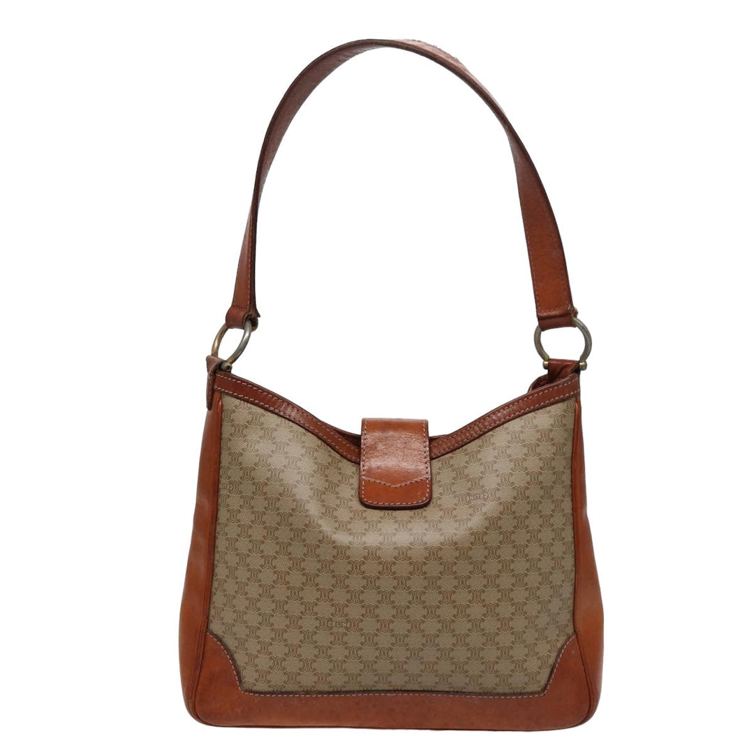 Celine Macadam Canvas Shoulder Bag Beige  78224