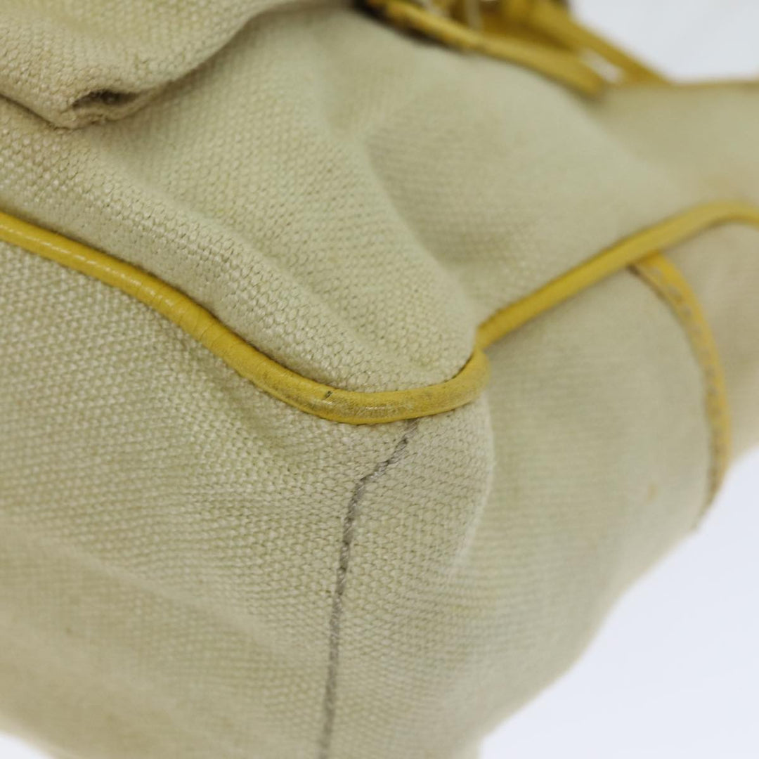 Celine Hand Bag Canvas Yellow Beige Auth 78273