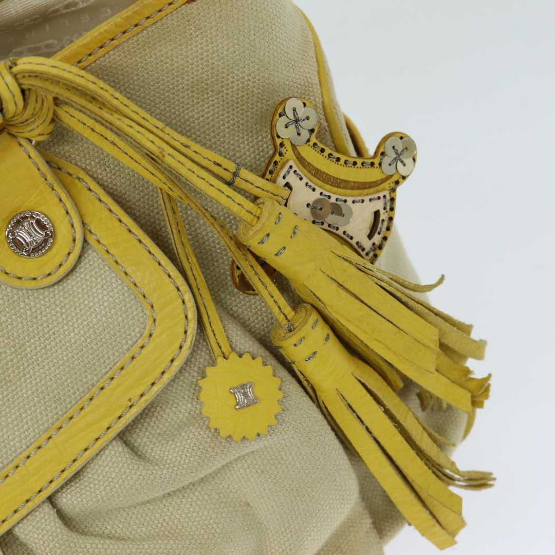 Celine Hand Bag Canvas Yellow Beige Auth 78273