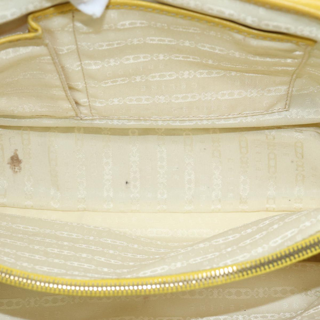 Celine Hand Bag Canvas Yellow Beige Auth 78273