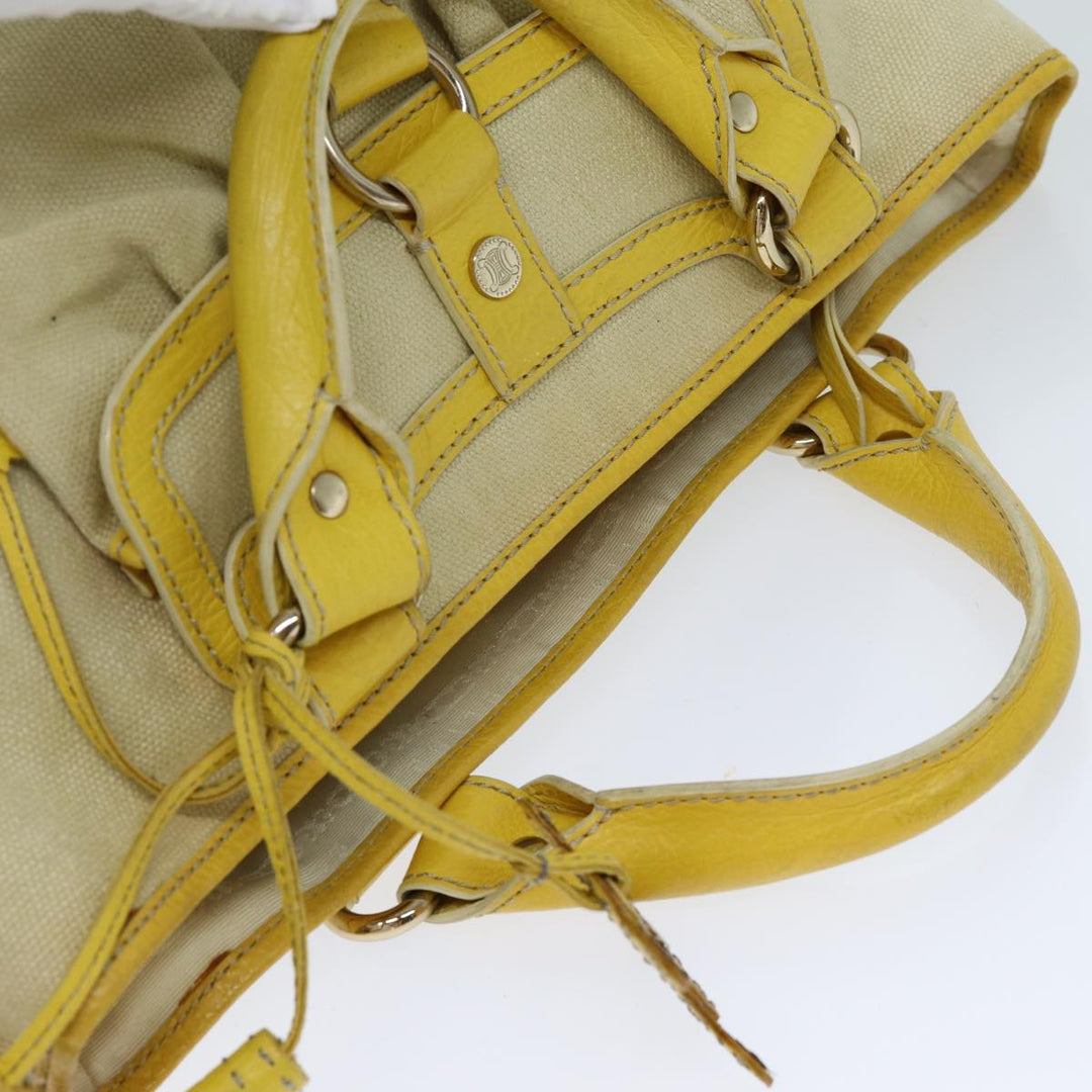 Celine Hand Bag Canvas Yellow Beige Auth 78273
