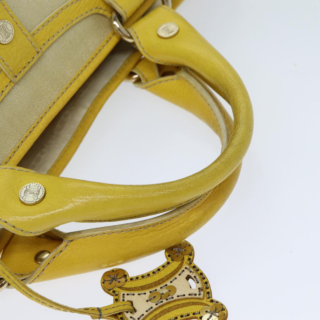 Top Quality Celine Hand Bag Canvas Yellow Beige Auth 78273