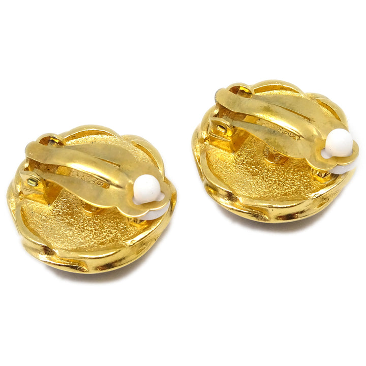 Top Quality Chanel Black Button Earrings Clip-On 96P