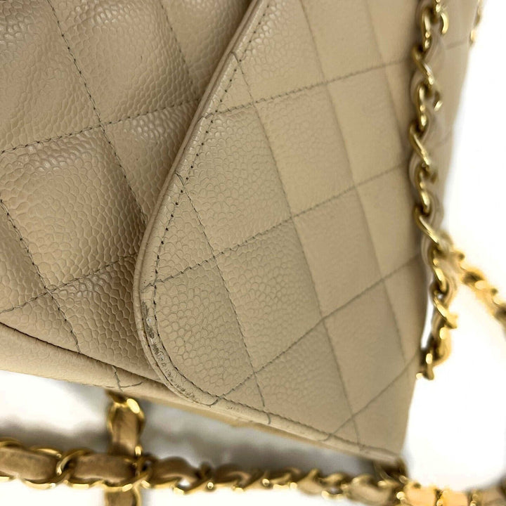 Chanel - Large CC Caviar Leather Double New Tan Shoulder Bag