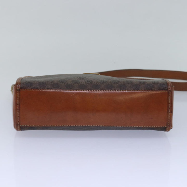Celine Macadam Canvas Shoulder Bag PVC Leather Brown Auth 78317