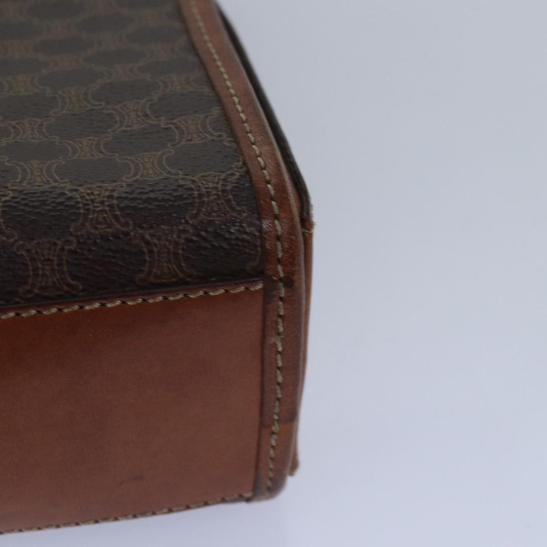 Celine Macadam Canvas Shoulder Bag PVC Leather Brown Auth 78317