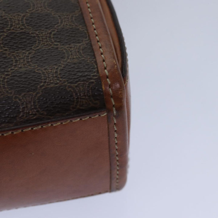 Celine Macadam Canvas Shoulder Bag PVC Leather Brown Auth 78317