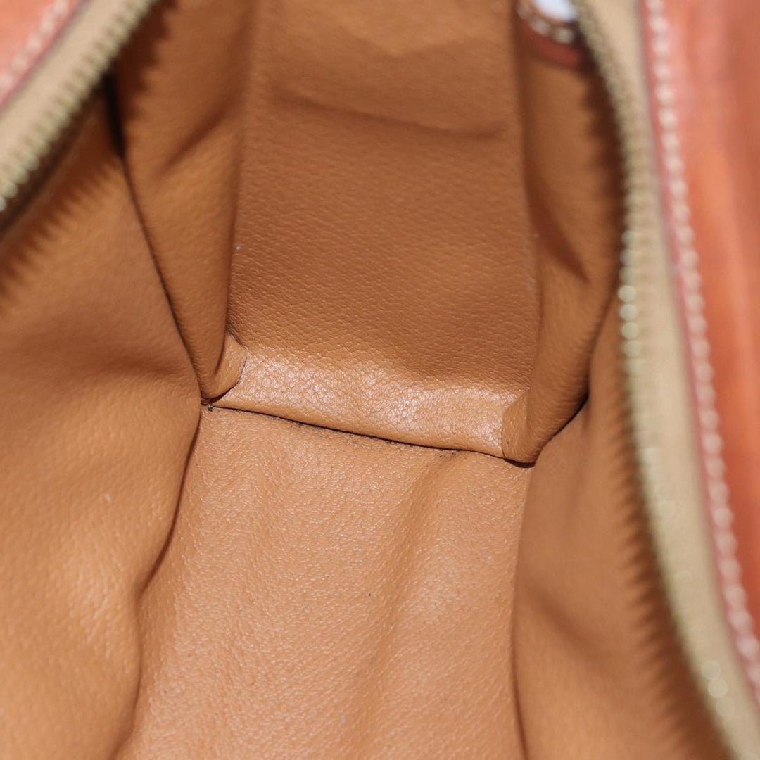 Celine Macadam Canvas Shoulder Bag PVC Leather Brown Auth 78317