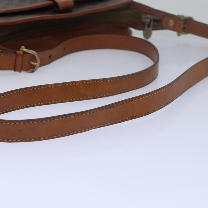 Celine Macadam Canvas Shoulder Bag PVC Leather Brown Auth 78317