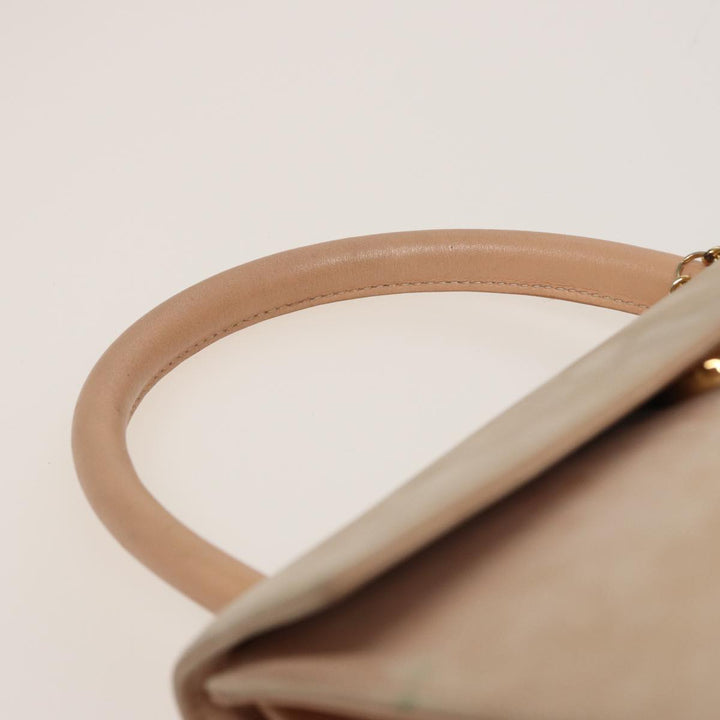 Celine Hand Bag Suede Beige Auth 78321