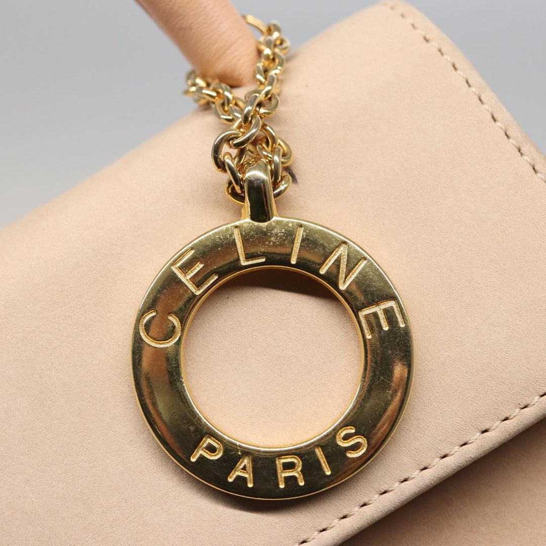 Celine Hand Bag Suede Beige Auth 78321