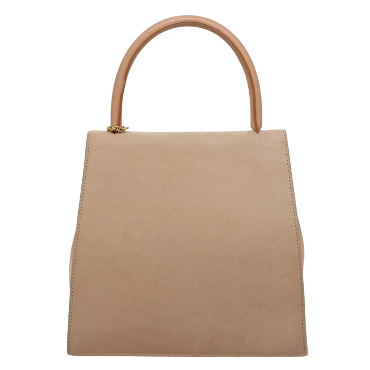 Celine Hand Bag Suede Beige Auth 78321