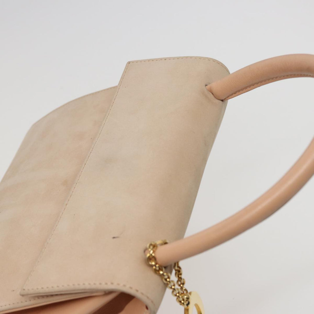 Celine Hand Bag Suede Beige Auth 78321