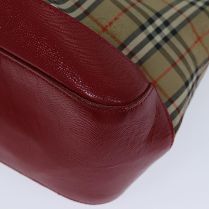 BurberrySs Nova Check Hand Bag Canvas Beige Auth 78335