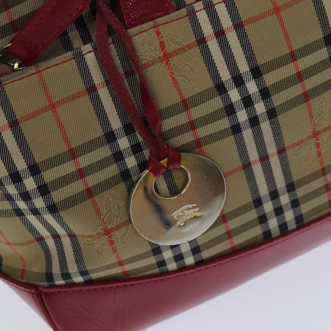 BurberrySs Nova Check Hand Bag Canvas Beige Auth 78335