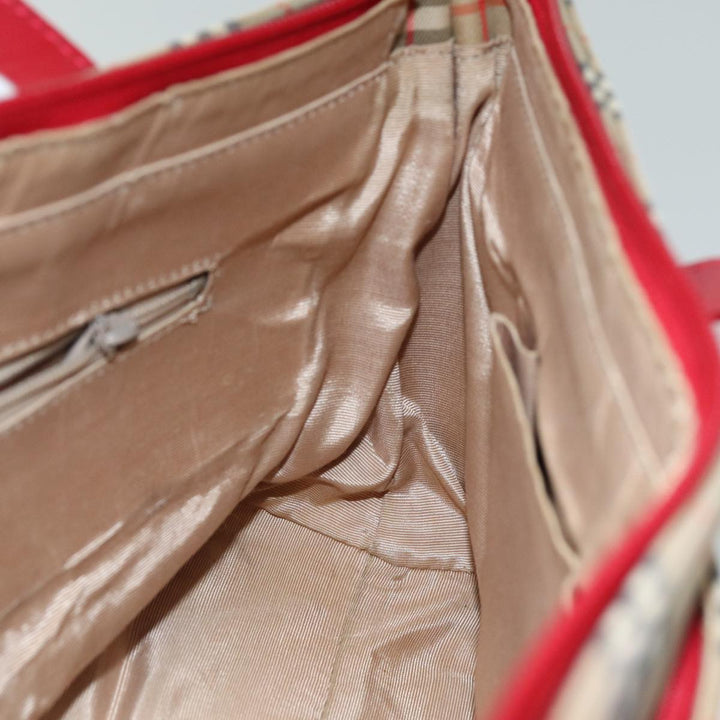 BurberrySs Nova Check Hand Bag Canvas Beige Auth 78335