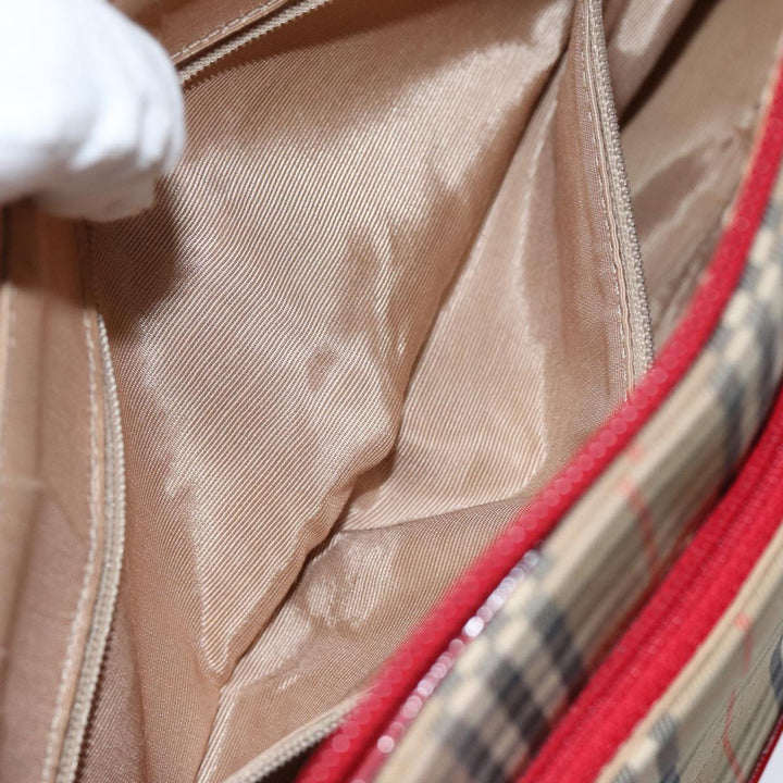 BurberrySs Nova Check Hand Bag Canvas Beige Auth 78335