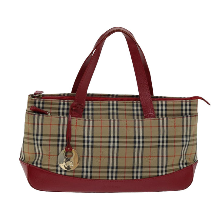 BurberrySs Nova Check Hand Bag Canvas Beige Auth 78335