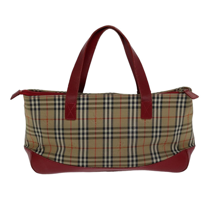 BurberrySs Nova Check Hand Bag Canvas Beige Auth 78335