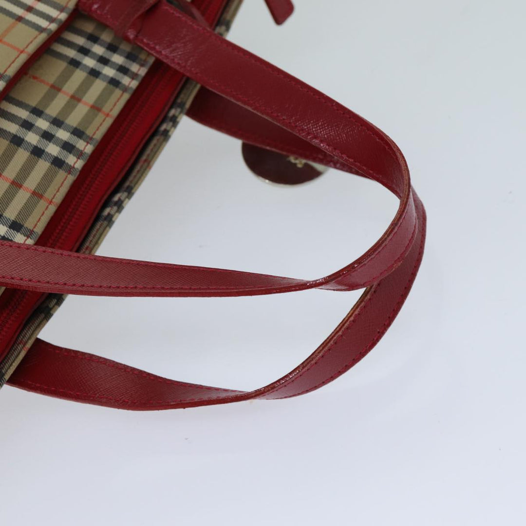 BurberrySs Nova Check Hand Bag Canvas Beige Auth 78335
