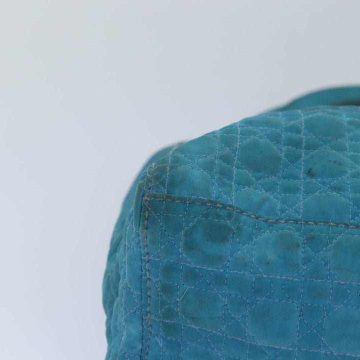 CHRISTIAN Dior Lady Dior Canage Hand Bag Nylon Turquoise Blue Auth 78336