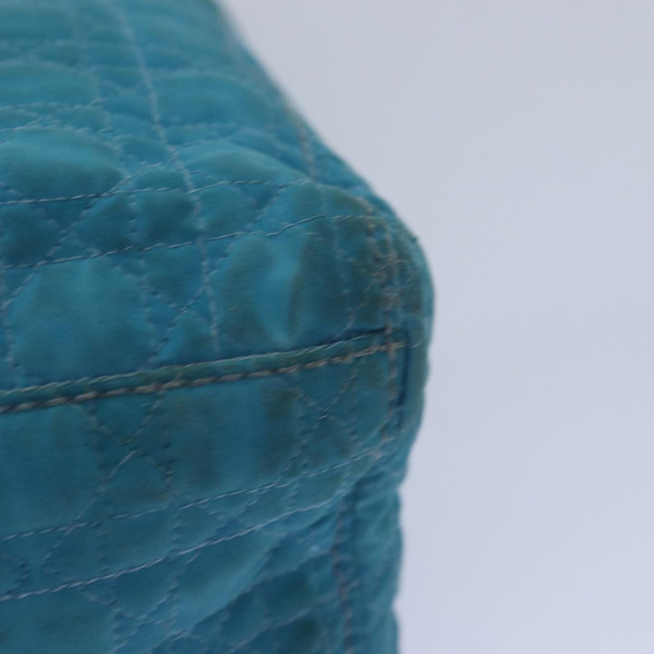 CHRISTIAN Dior Lady Dior Canage Hand Bag Nylon Turquoise Blue Auth 78336