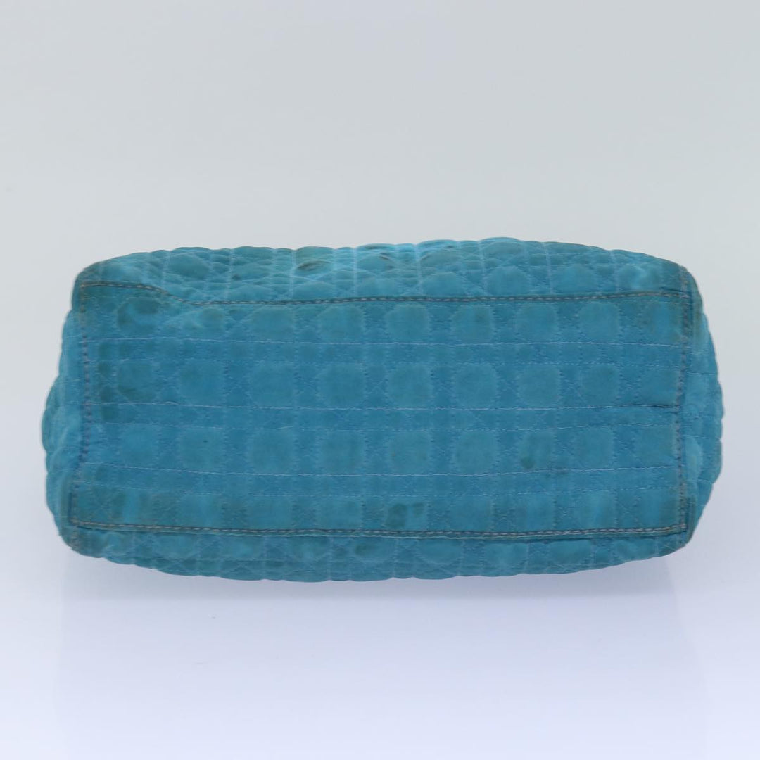 CHRISTIAN Dior Lady Dior Canage Hand Bag Nylon Turquoise Blue Auth 78336