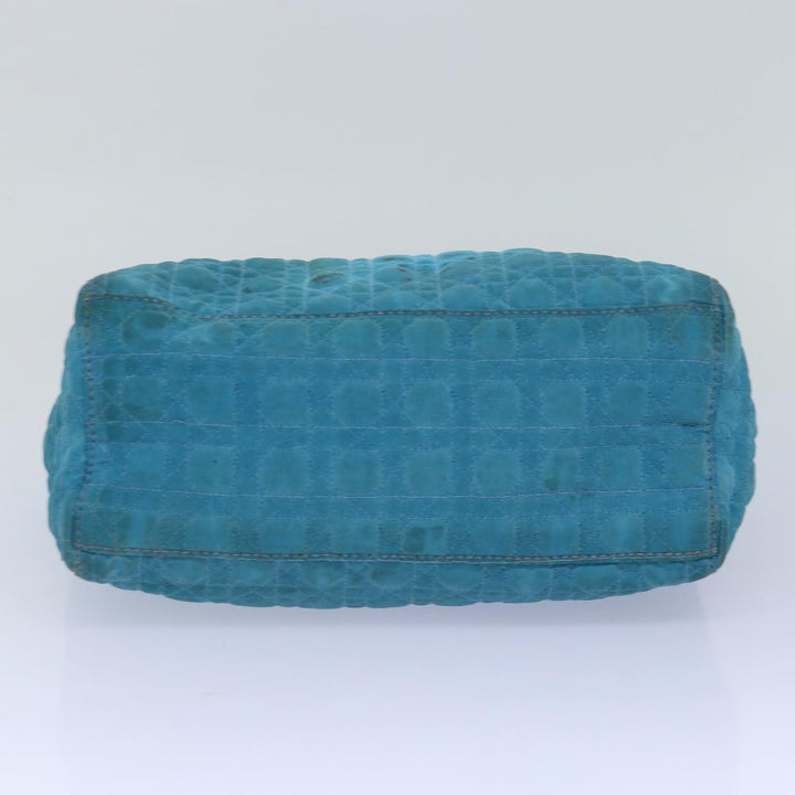 CHRISTIAN Dior Lady Dior Canage Hand Bag Nylon Turquoise Blue Auth 78336