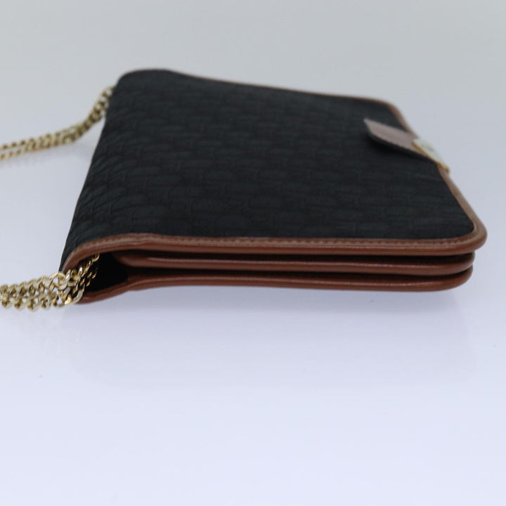 CHRISTIAN Dior Trotter Canvas Chain Shoulder Bag Black Auth 78392