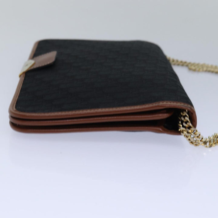 CHRISTIAN Dior Trotter Canvas Chain Shoulder Bag Black Auth 78392
