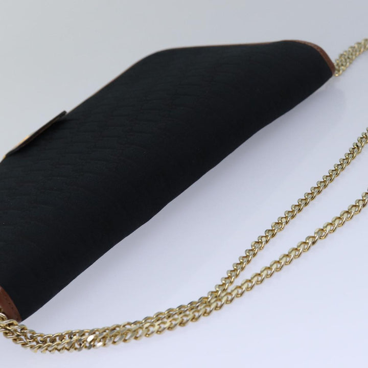 CHRISTIAN Dior Trotter Canvas Chain Shoulder Bag Black Auth 78392