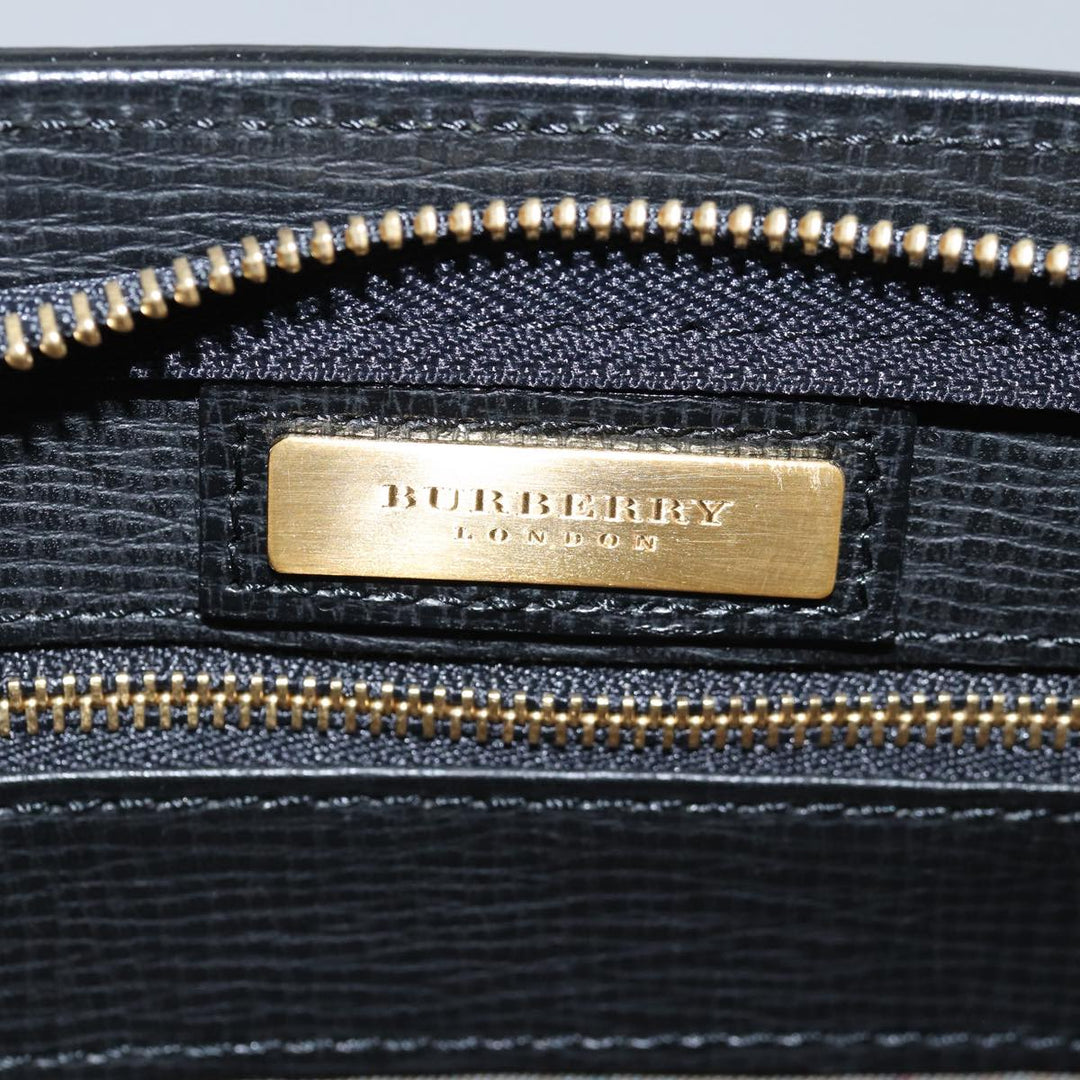Burberry Clutch Bag Leather Black Auth 78411