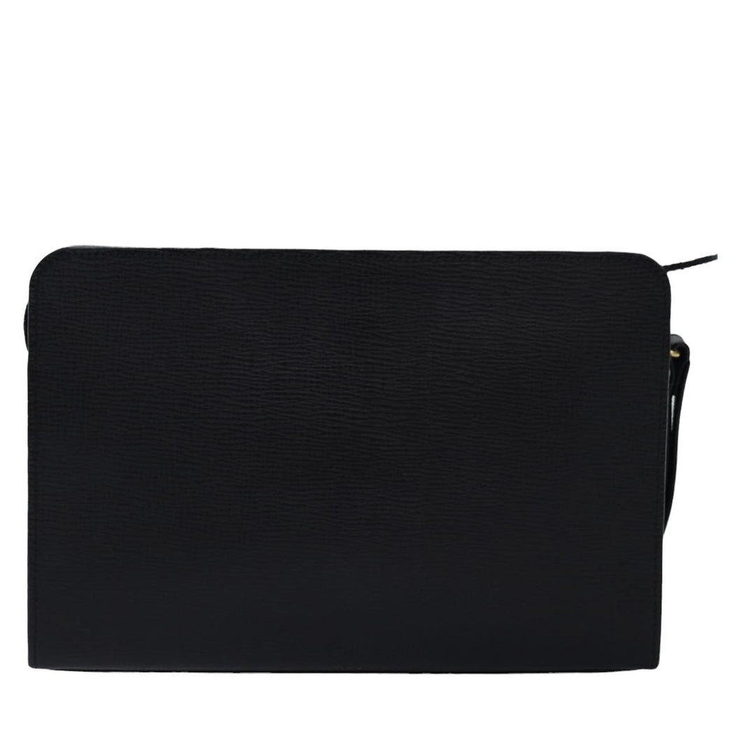 Burberry Clutch Bag Leather Black Auth 78411