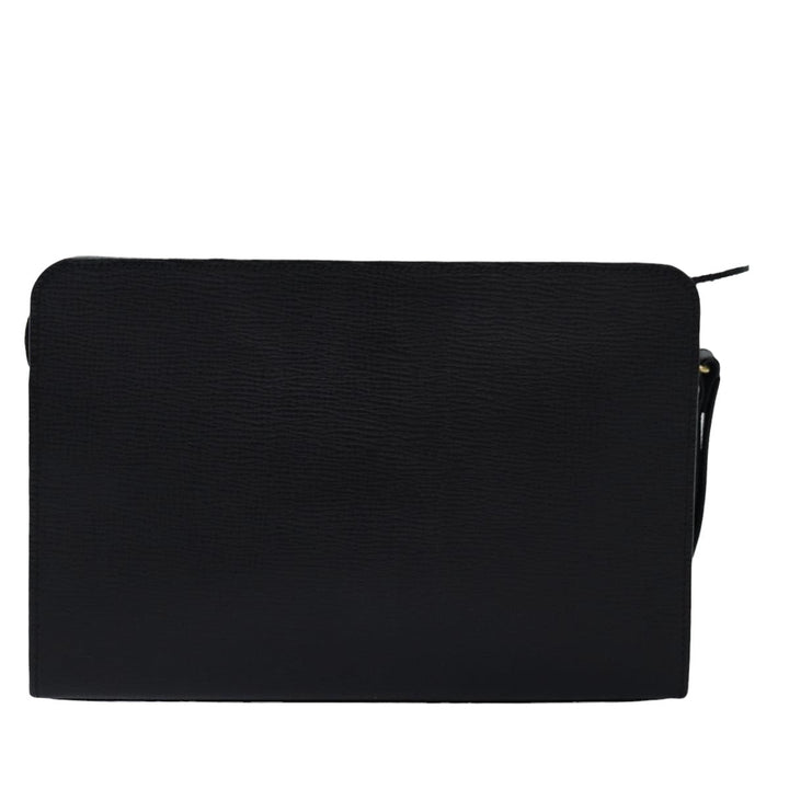 Burberry Clutch Bag Leather Black Auth 78411