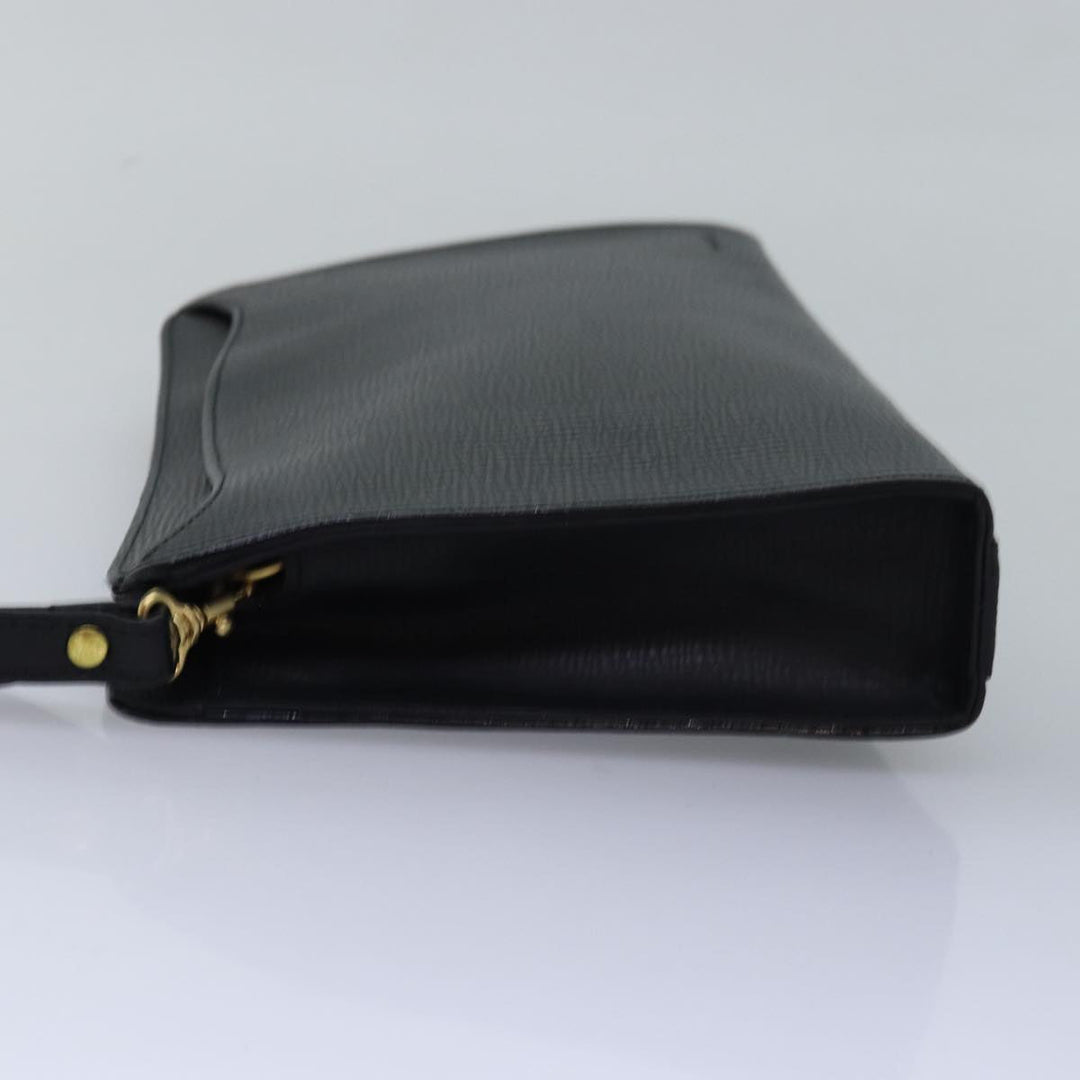 Burberry Clutch Bag Leather Black Auth 78411