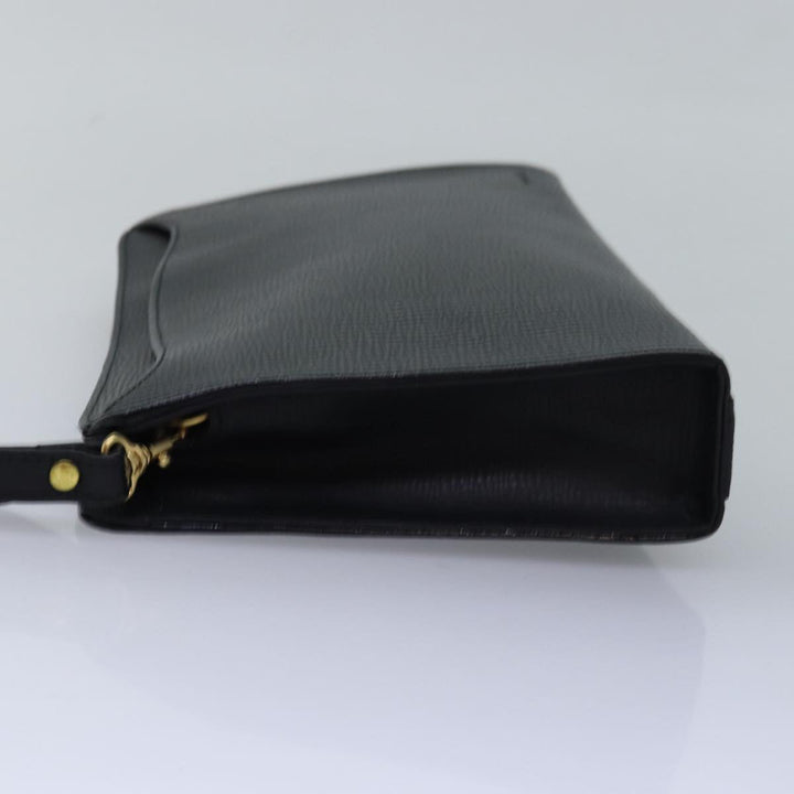 Burberry Clutch Bag Leather Black Auth 78411